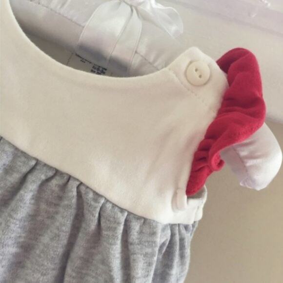 Baby Gap Red, White & Grey Romper 0-3 Months - Picture 3 of 6